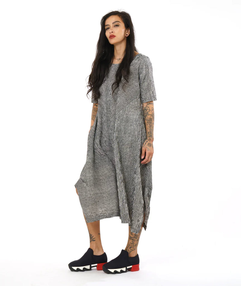 Niche Florence Dress in Black Ridge Stripe