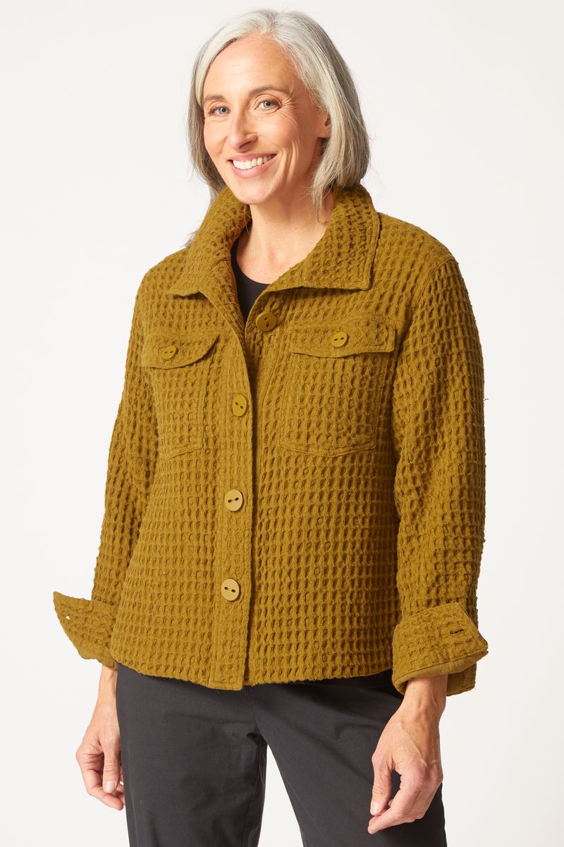 Habitat Washed Honeycomb Shacket in Avocado