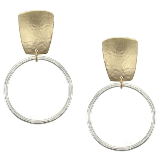 M Baer Tapered Rectangle with Large Hoops Clip Earring