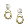 Marjorie Baer Square with Interlocking Cutout Disc and Oval Ring Clip Earring
