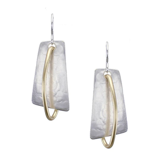 Tapered Rectangle with Interlocking Ring Earring