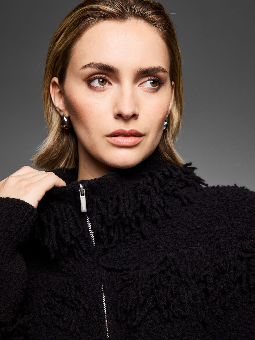 Nic + Zoe Gold Label Place Fringe Jacket in Black
