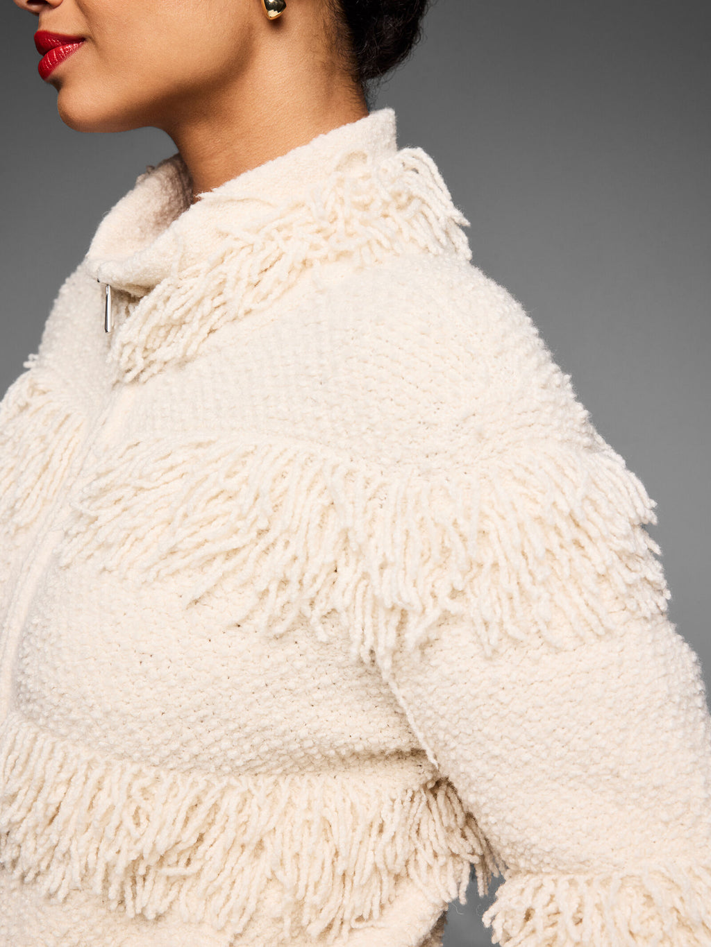 Nic + Zoe Gold Label Place Fringe Jacket in Chamois