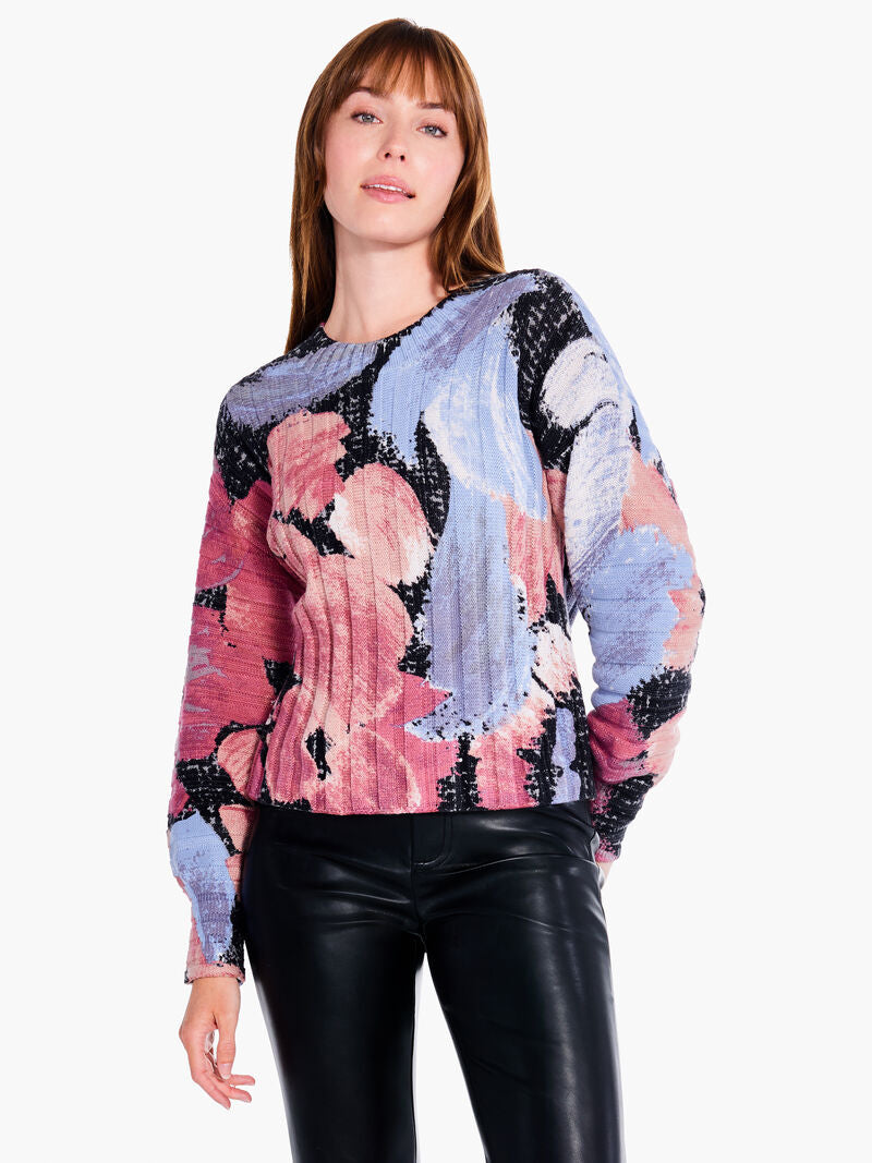 Nic + Zoe Autumn Bloom Sweater in Pink