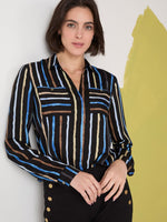 Nic + Zoe Painted Stripes Onyx Top