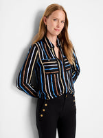 Nic + Zoe Painted Stripes Onyx Top