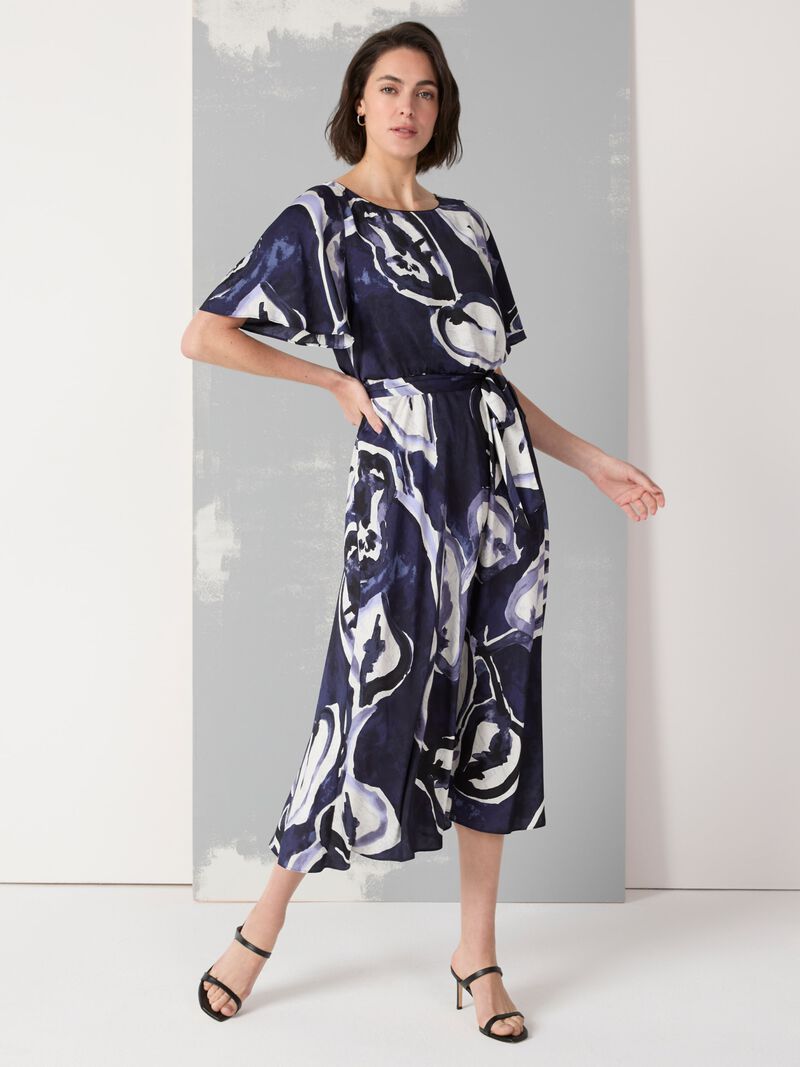 Nic + Zoe Watercolor Vines Dress in Indigo Multi