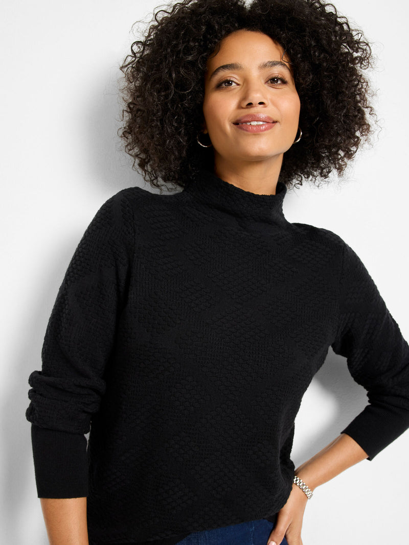 Nic + Zoe Textured Diamonds Sweater in Black Onyx