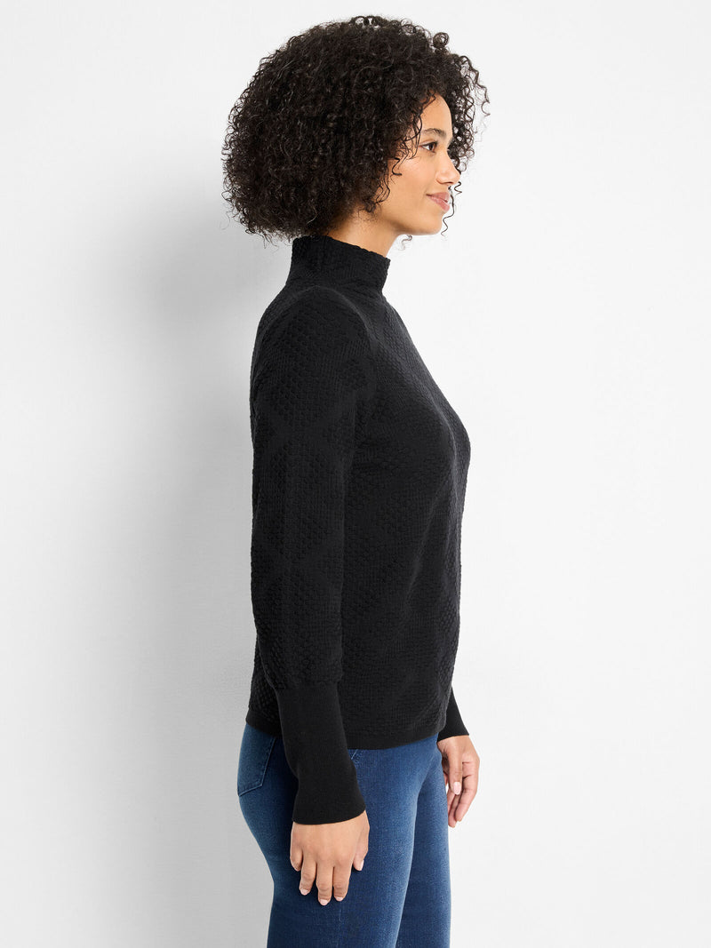 Nic + Zoe Textured Diamonds Sweater in Black Onyx