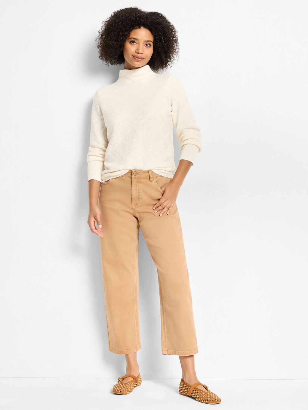 Nic + Zoe Textured Diamonds Sweater in Classic Cream