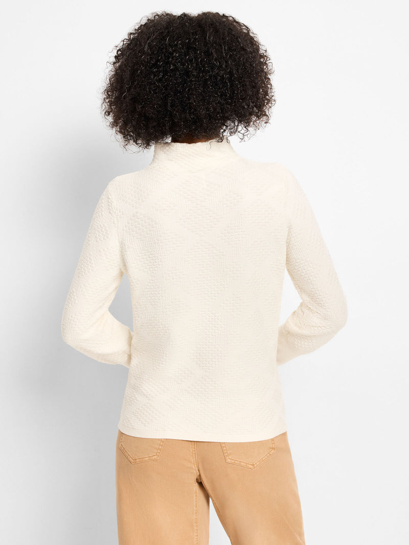 Nic + Zoe Textured Diamonds Sweater in Classic Cream