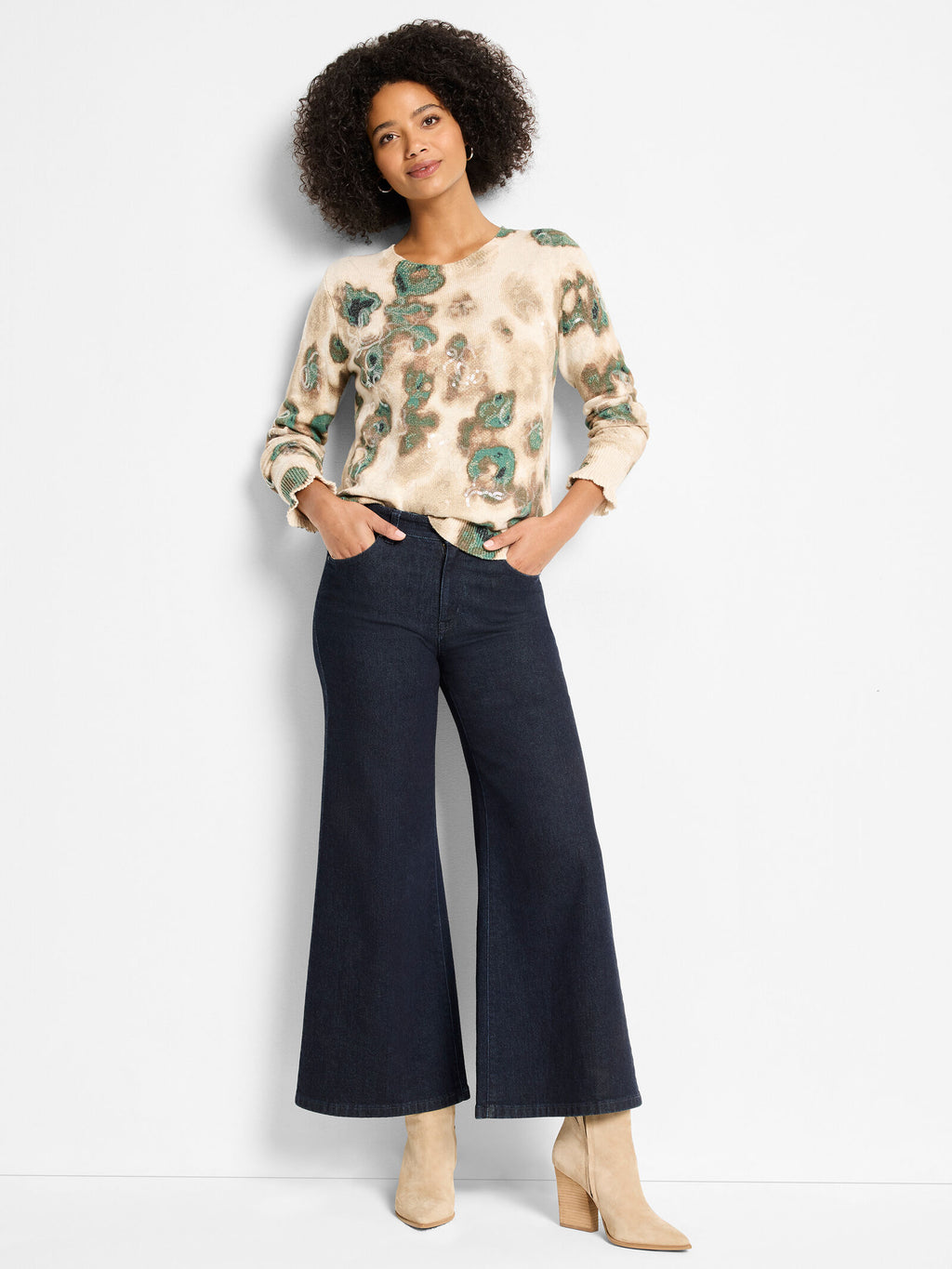 Nic + Zoe Camo Shine Sweater