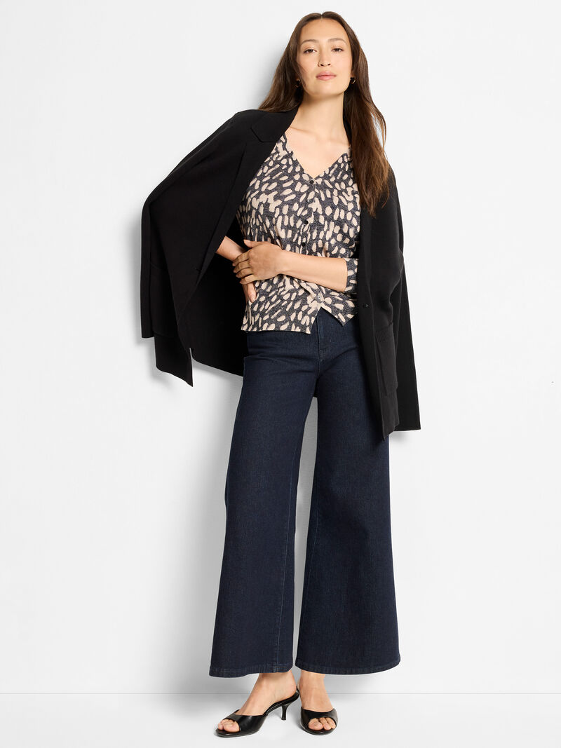 Nic + Zoe Wild Dot Buttoned Up Pullover
