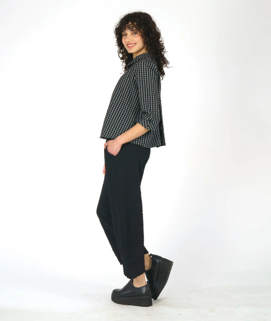 Niche Twin Button Top in Black/White Check
