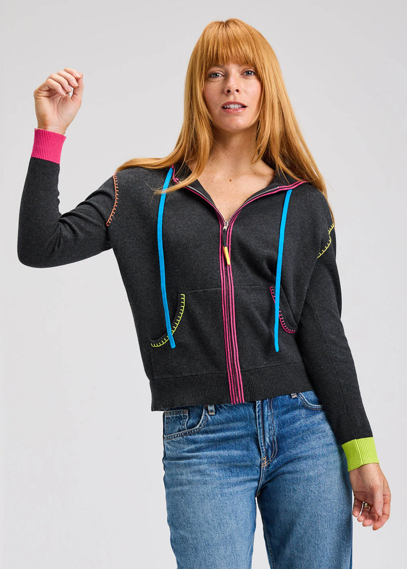 Zaket & Plover Heart Embroidery Hoodie in Charcoal
