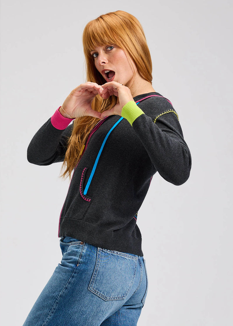 Zaket & Plover Heart Embroidery Hoodie in Charcoal