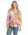 Jess & Jane Cancun Button Down Shirt with 3/4 Cuff Sleeve