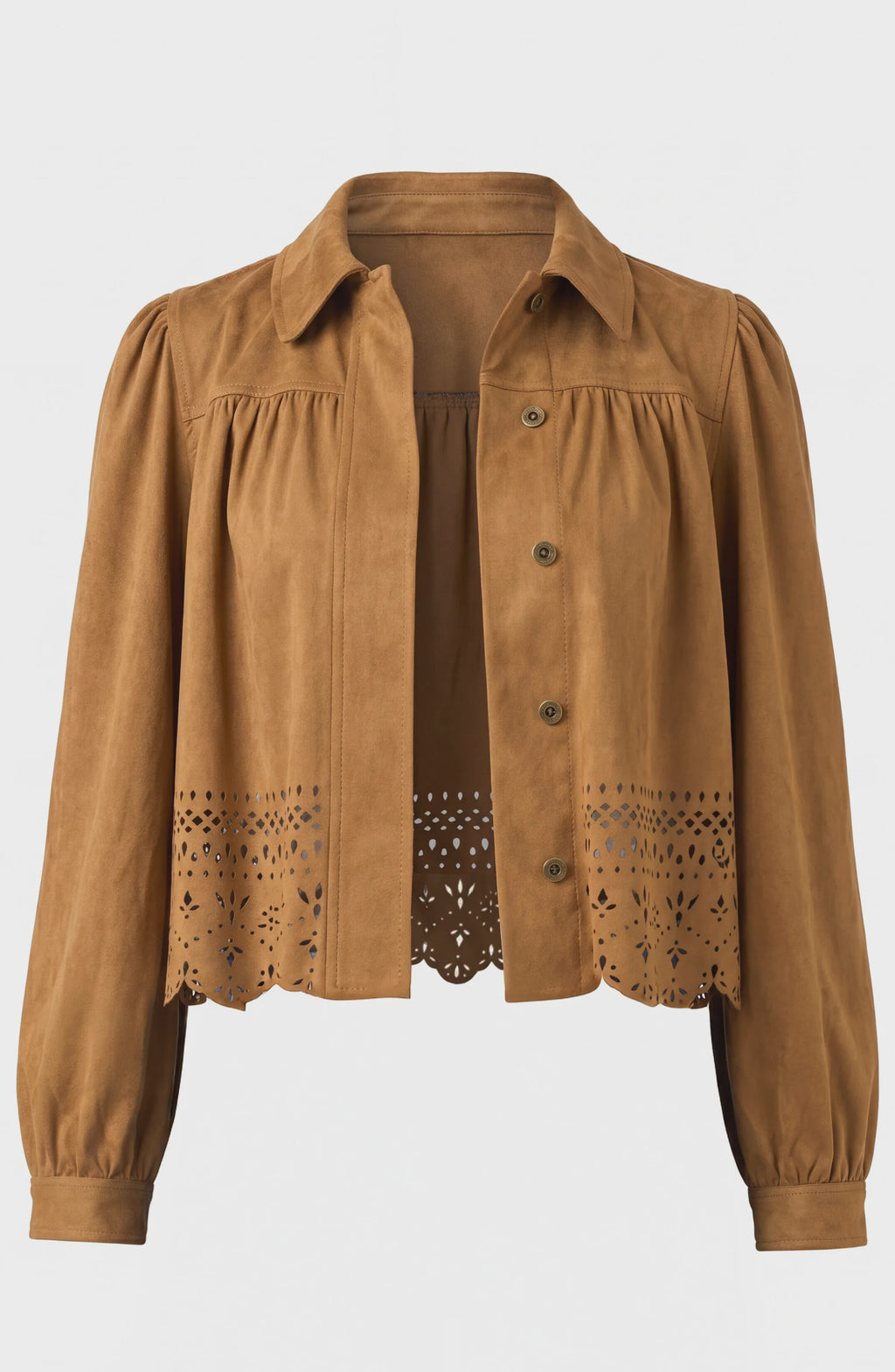 LIVERPOOOL PUFF SLEEVE JACKET IN CARAMEL - Harper Greer