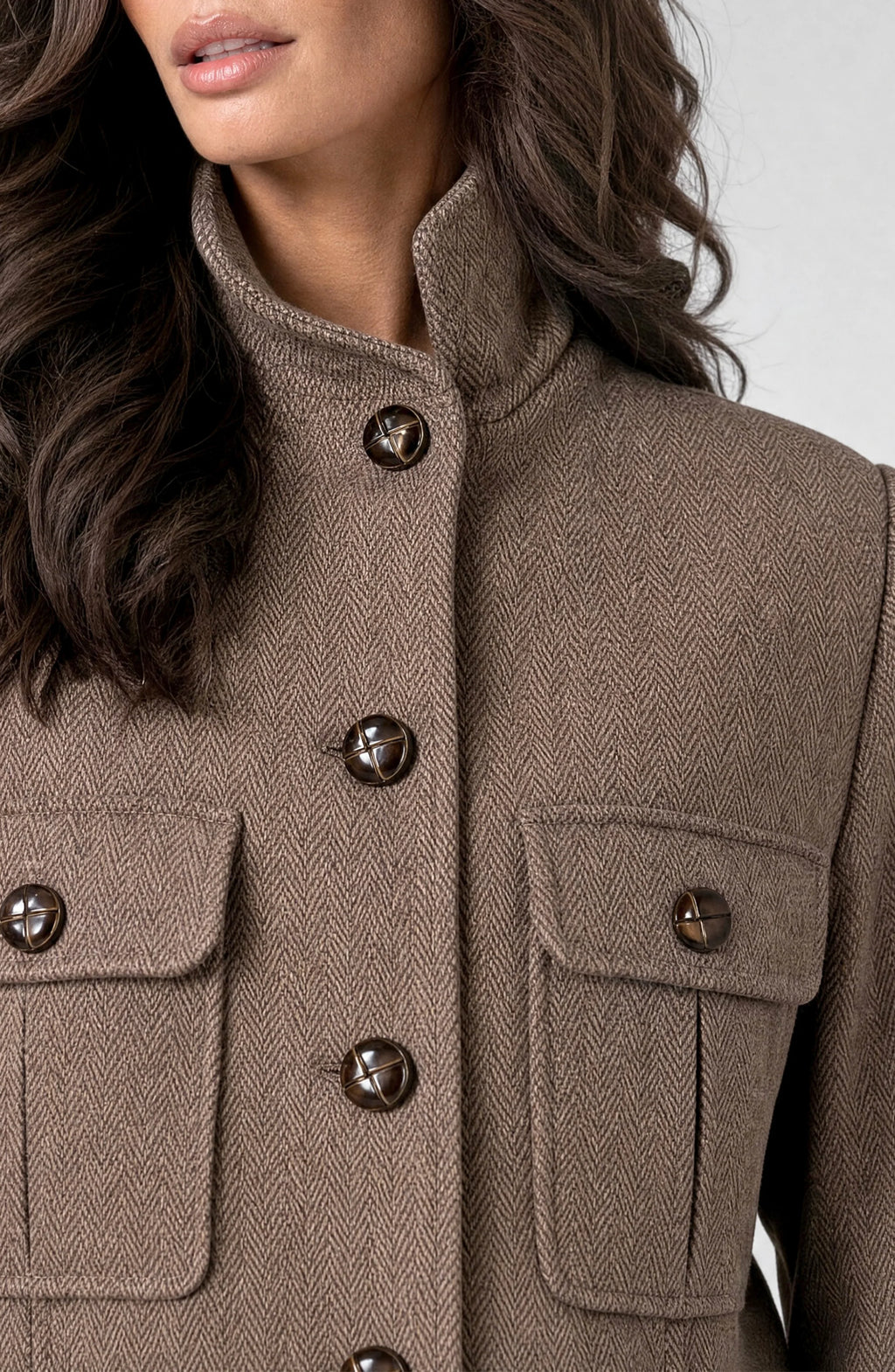 LIVERPOOL FUNNEL NECK FIELD JKT IN CHESTNUT - Harper Greer