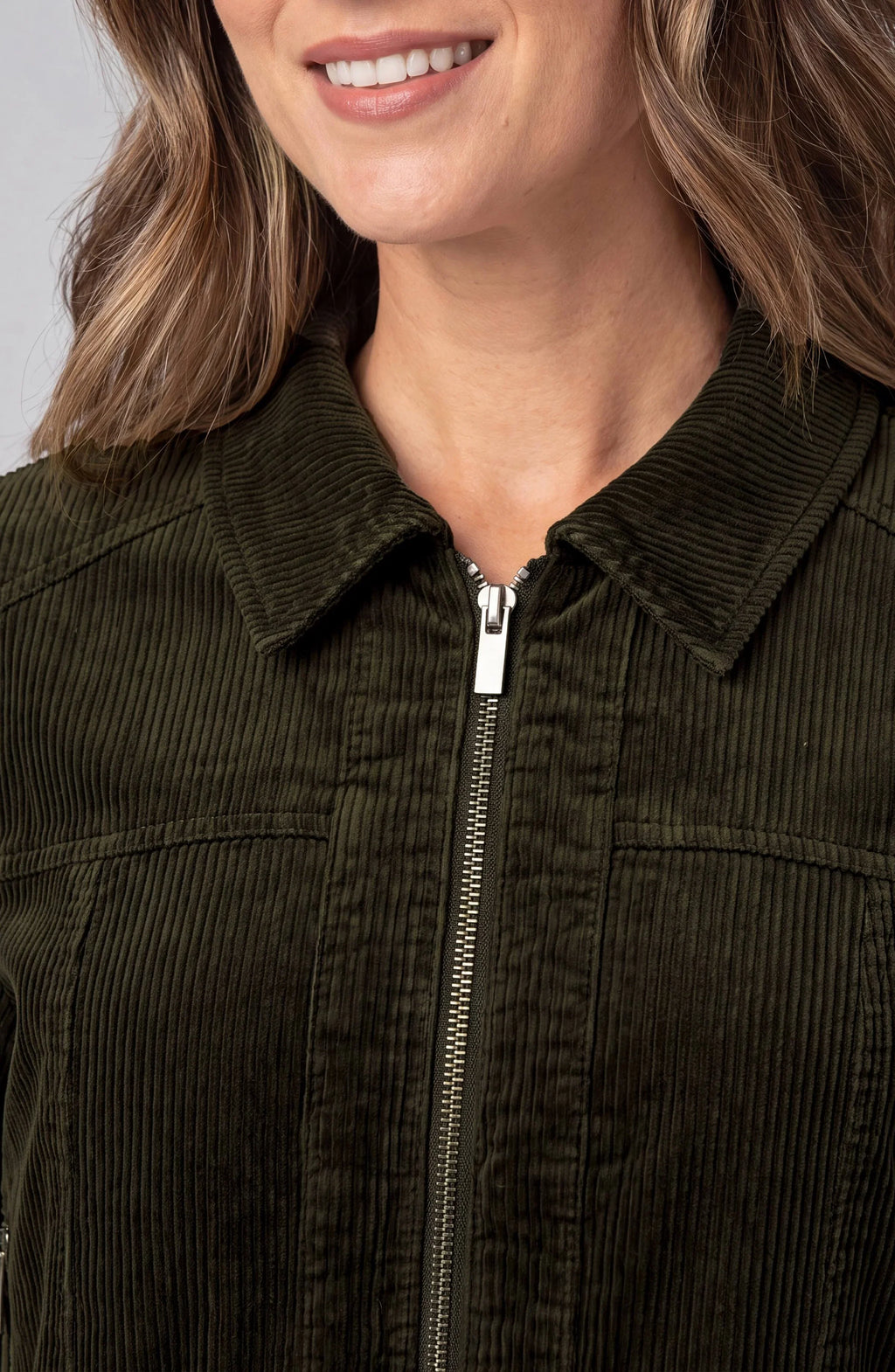 LIVERPOOL COLLARED ZIP JACKET IN HUNTER GREEN - Harper Greer