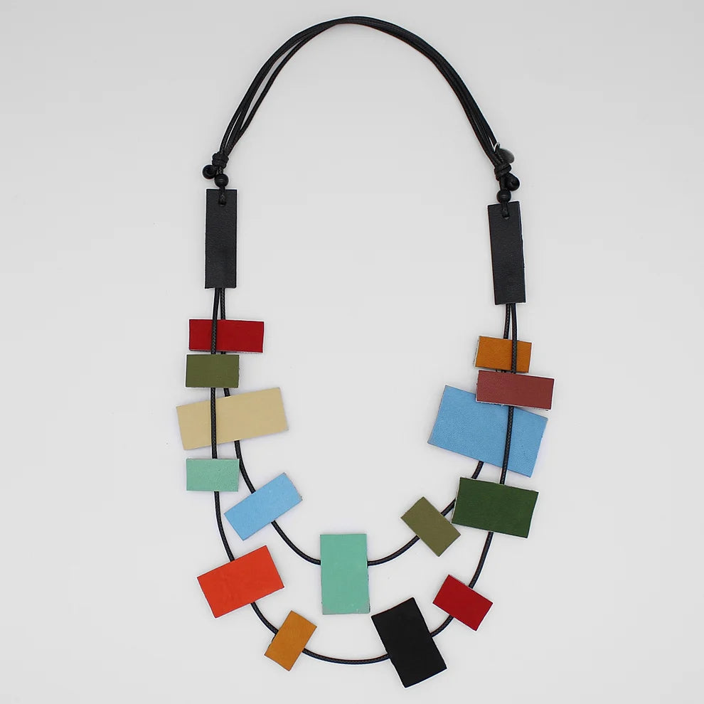 Sylca Multi Color Leather Rowyn Necklace