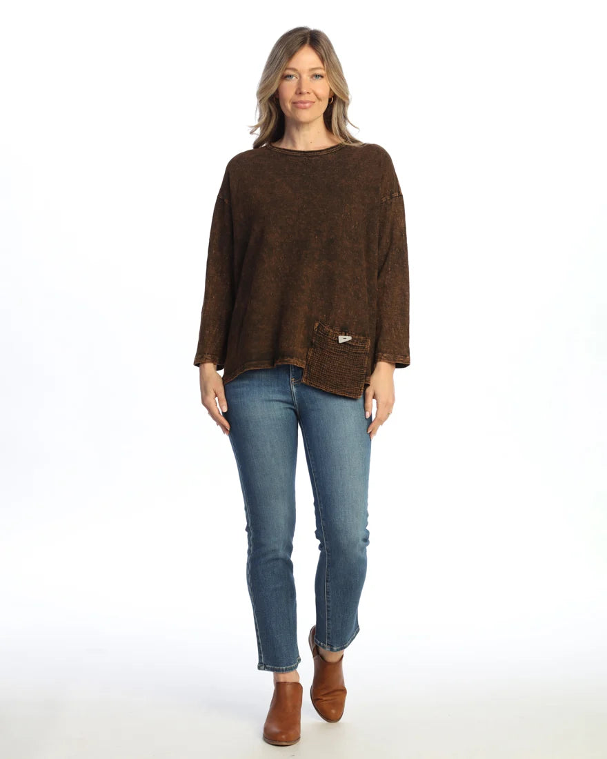 JESS & JANE MINERAL WASHED COTTON TUNIC IN CHOCOLATE - Harper Greer