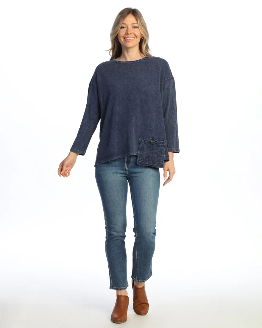 JESS & JANE MINERAL WASHED COTTON TUNIC IN DENIM - Harper Greer