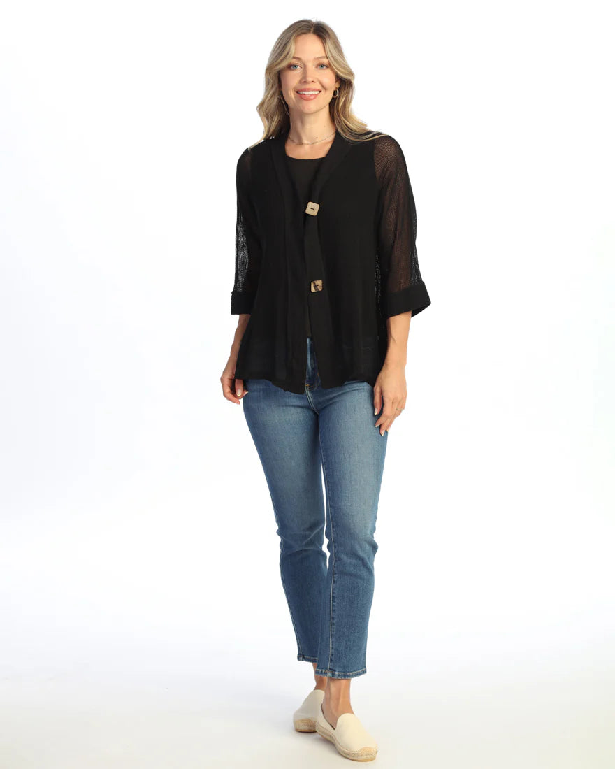 Jess & Jane Mesh Cardigan in Jet Black - Harper Greer