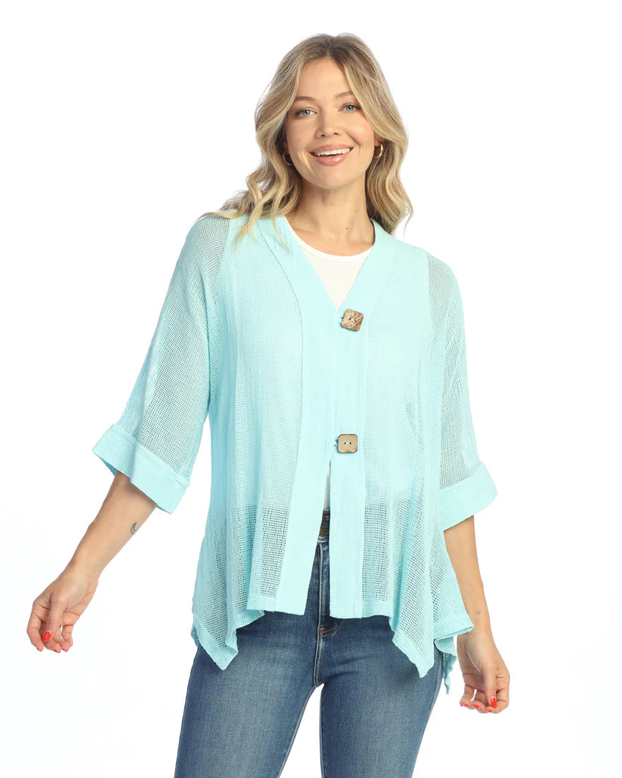 Jess & Jane Mesh Cardigan in Tiffany Blue - Harper Greer