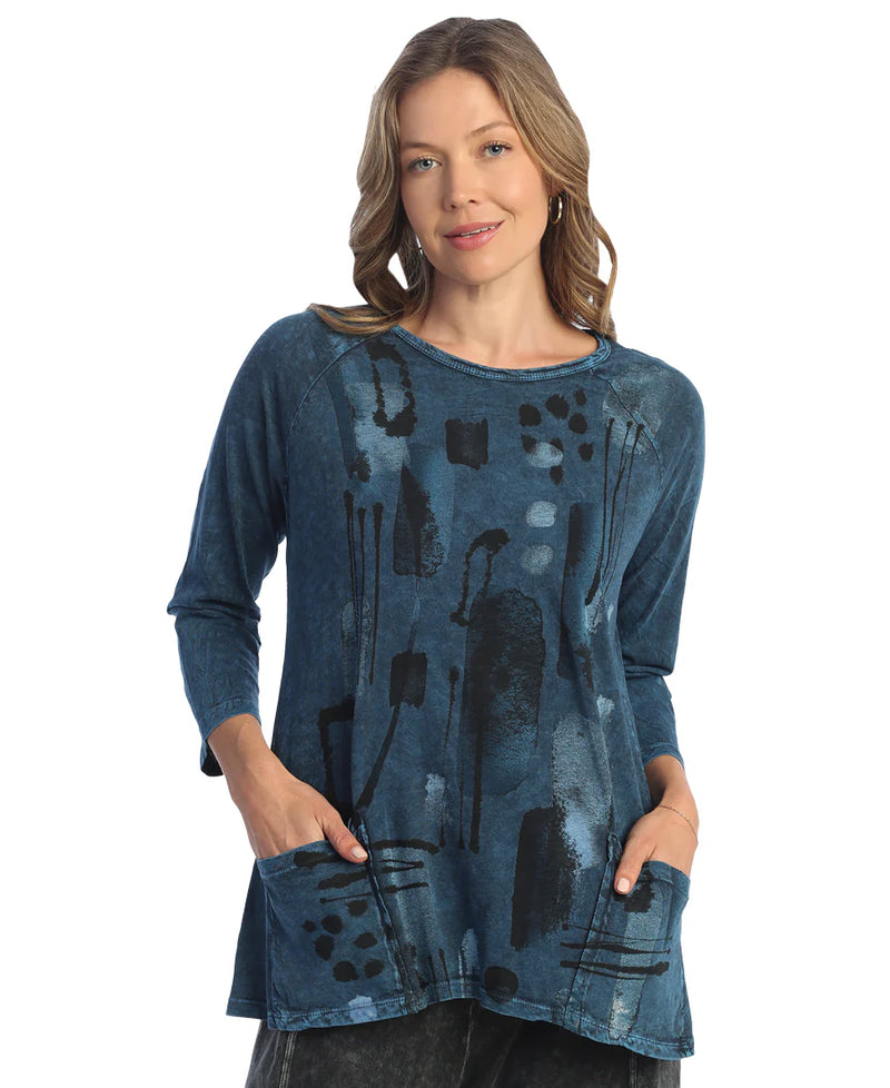 Jess & Jane Maze Tunic Top in Sapphire