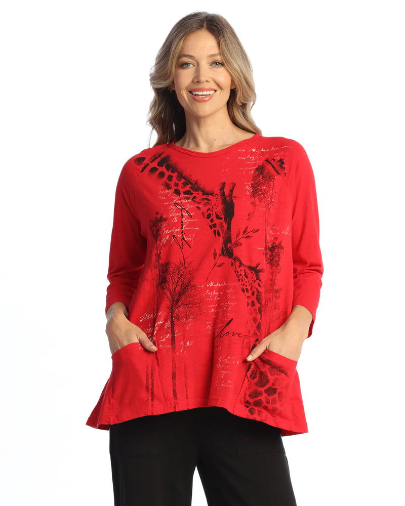 Jess & Jane Safari Cotton Tunic Top in Red