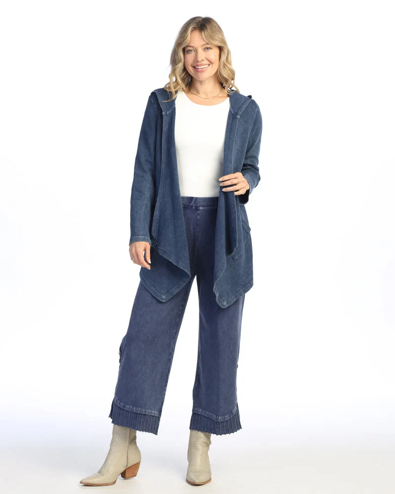 JESS & JANE CASCADING THERMAL CARDY IN DENIM - Harper Greer