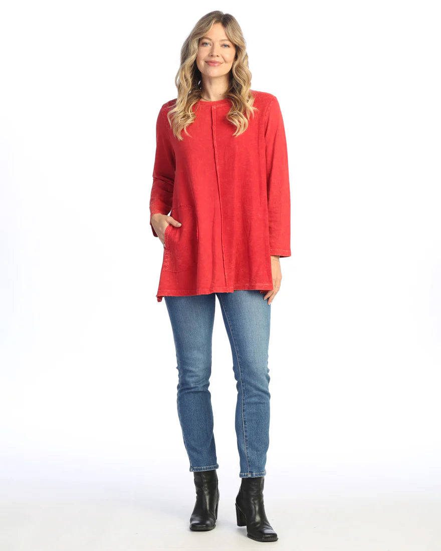 Jess & Jane Cozy French Terry Tunic in Scarlet
