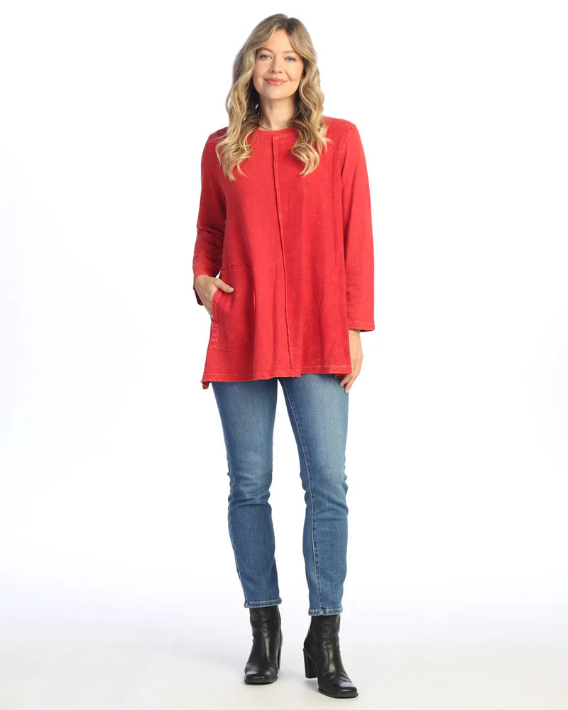Jess & Jane Cozy French Terry Tunic in Scarlet