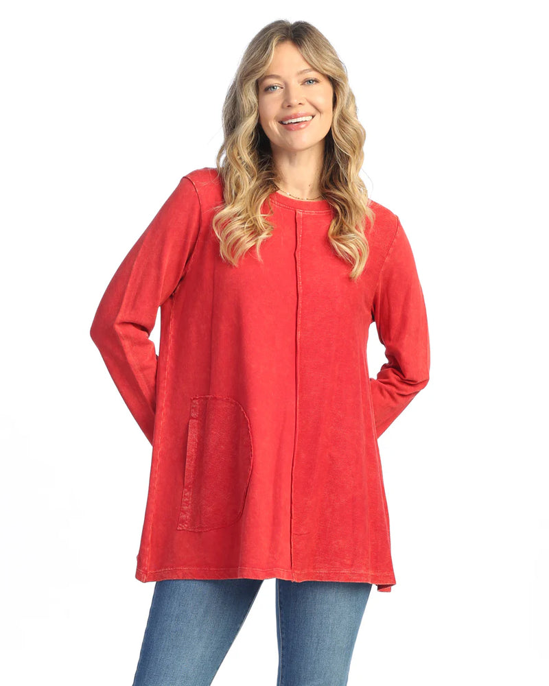 Jess & Jane Cozy French Terry Tunic in Scarlet