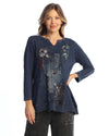 Jess & Jane Antigua Mineral Wash Cotton V Neck Tunic in Denim