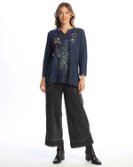 Jess & Jane Antigua Mineral Wash Cotton V Neck Tunic in Denim