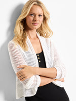 Nic + Zoe Mesh Cocoon Cardigan in Paper White
