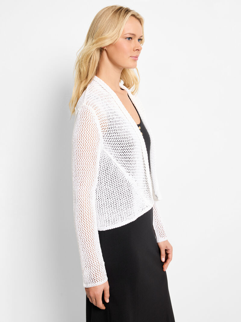 Nic + Zoe Mesh Cocoon Cardigan in Paper White
