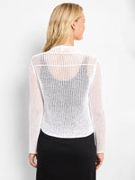 Nic + Zoe Mesh Cocoon Cardigan in Paper White