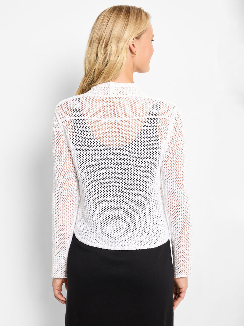 Nic + Zoe Mesh Cocoon Cardigan in Paper White
