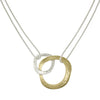 M Baer Interlocking Rings Necklace in Brass/Silver