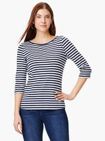 Nic + Zoe 3/4 Sleeve Boatneck in Indigo