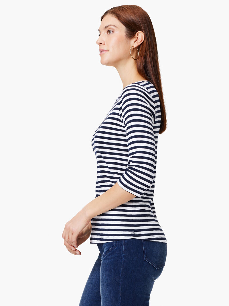 Nic + Zoe 3/4 Sleeve Boatneck in Indigo