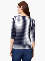 Nic + Zoe 3/4 Sleeve Boatneck in Indigo