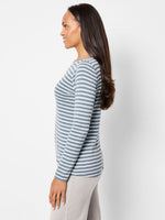 Nic + Zoe Striped Bracelet Sleeve Tee in Blue