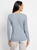 Nic + Zoe Striped Bracelet Sleeve Tee in Blue