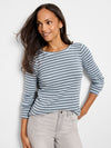 Nic + Zoe Striped Bracelet Sleeve Tee in Blue