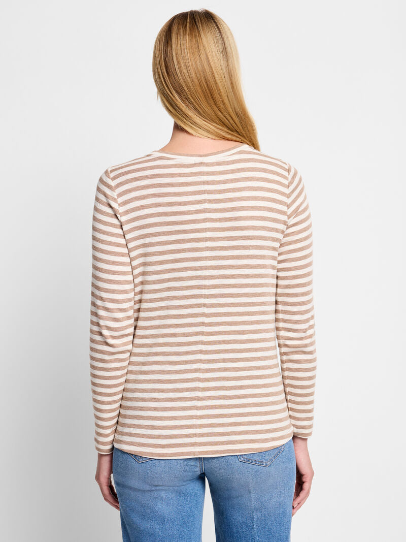 Nic + Zoe Striped Bracelet Sleeve Tee in Neutral