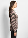 Nic + Zoe Striped Long Sleeve Henley Tee